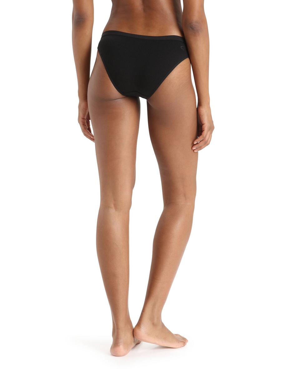 Black Women's Icebreaker Merino Siren Bikini Briefs Underwear | USA 1723OKIR